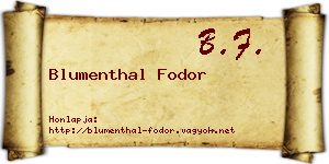 Blumenthal Fodor névjegykártya